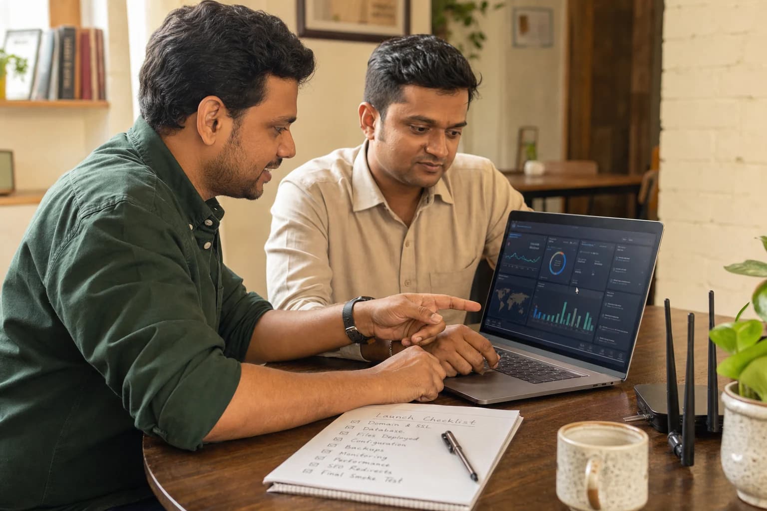 An Indian technical consultant guiding a business owner through a production launch